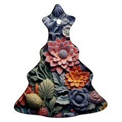 3d Flower Bloom Embossed Pattern Ornament (christmas Tree) 