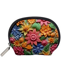 Flower Bloom Embossed Pattern Accessory Pouch (small) by Vaneshop