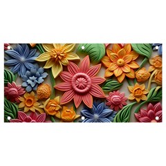 Flower Bloom Embossed Pattern Banner And Sign 4  X 2  by Vaneshop