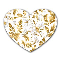Flowers Gold Floral Heart Mousepad by Vaneshop