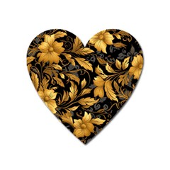 Flower Gold Floral Heart Magnet