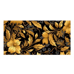 Flower Gold Floral Satin Shawl 45  X 80  by Vaneshop