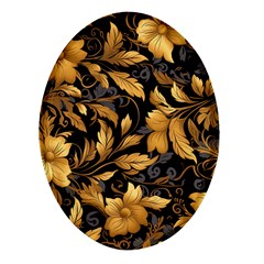 Flower Gold Floral Oval Glass Fridge Magnet (4 Pack) by Vaneshop