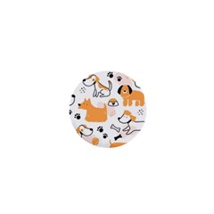 Seamless Pattern Of Cute Dog Puppy Cartoon Funny And Happy 1  Mini Buttons by Wav3s
