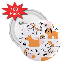 Seamless Pattern Of Cute Dog Puppy Cartoon Funny And Happy 2 25  Buttons (100 Pack) 