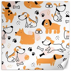 Seamless Pattern Of Cute Dog Puppy Cartoon Funny And Happy Canvas 12  X 12 