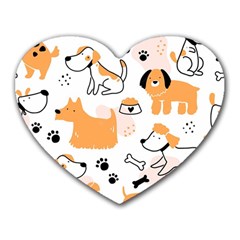 Seamless Pattern Of Cute Dog Puppy Cartoon Funny And Happy Heart Mousepad