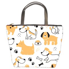 Seamless Pattern Of Cute Dog Puppy Cartoon Funny And Happy Bucket Bag