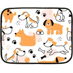 Seamless Pattern Of Cute Dog Puppy Cartoon Funny And Happy Two Sides Fleece Blanket (mini) by Wav3s