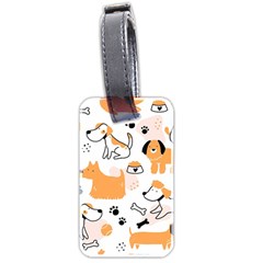Seamless Pattern Of Cute Dog Puppy Cartoon Funny And Happy Luggage Tag (two Sides) by Wav3s
