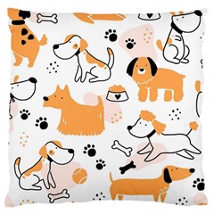 Seamless Pattern Of Cute Dog Puppy Cartoon Funny And Happy Large Cushion Case (two Sides)