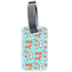 Corgis On Teal Luggage Tag (two Sides) by Wav3s