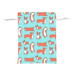 Corgis On Teal Lightweight Drawstring Pouch (s) by Wav3s