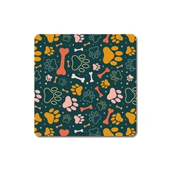 Dog Paw Colorful Fabrics Digitally Square Magnet by Wav3s