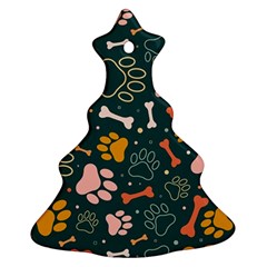 Dog Paw Colorful Fabrics Digitally Christmas Tree Ornament (two Sides) by Wav3s
