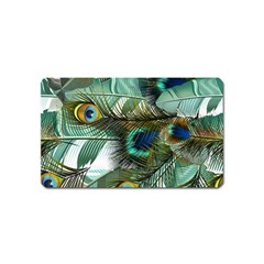 Peacock Feathers Blue Green Texture Magnet (name Card) by Wav3s