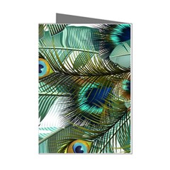 Peacock Feathers Blue Green Texture Mini Greeting Cards (pkg Of 8) by Wav3s