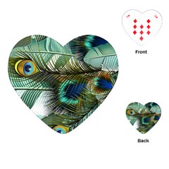 Peacock Feathers Blue Green Texture Playing Cards Single Design (heart) by Wav3s