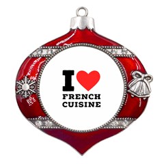 I Love French Cuisine Metal Snowflake And Bell Red Ornament by ilovewhateva