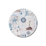 Nautical Lighthouse Vintage Postcard French Writing Rubber Round Coaster (4 pack)