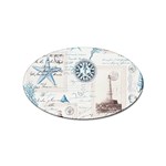 Nautical Lighthouse Vintage Postcard French Writing Sticker (Oval)