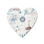 Nautical Lighthouse Vintage Postcard French Writing Heart Magnet