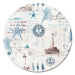 Nautical Lighthouse Vintage Postcard French Writing Magnet 5  (Round)