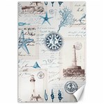 Nautical Lighthouse Vintage Postcard French Writing Canvas 24  x 36 