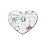 Nautical Lighthouse Vintage Postcard French Writing Rubber Coaster (Heart)