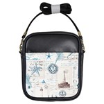 Nautical Lighthouse Vintage Postcard French Writing Girls Sling Bag