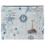 Nautical Lighthouse Vintage Postcard French Writing Cosmetic Bag (XXXL)