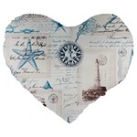 Nautical Lighthouse Vintage Postcard French Writing Large 19  Premium Heart Shape Cushions