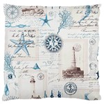 Nautical Lighthouse Vintage Postcard French Writing Standard Premium Plush Fleece Cushion Case (One Side)