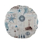 Nautical Lighthouse Vintage Postcard French Writing Standard 15  Premium Flano Round Cushions