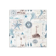 Nautical Lighthouse Vintage Postcard French Writing Satin Bandana Scarf 22  X 22  by Vaneshop