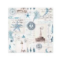 Nautical Lighthouse Vintage Postcard French Writing Square Satin Scarf (30  X 30 ) by Vaneshop