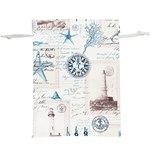 Nautical Lighthouse Vintage Postcard French Writing Lightweight Drawstring Pouch (XL)