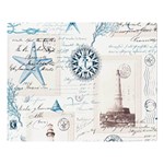 Nautical Lighthouse Vintage Postcard French Writing Premium Plush Fleece Blanket (Large)