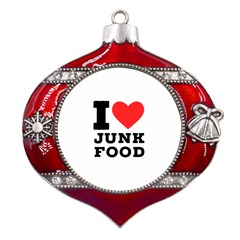 I Love Junk Food Metal Snowflake And Bell Red Ornament by ilovewhateva
