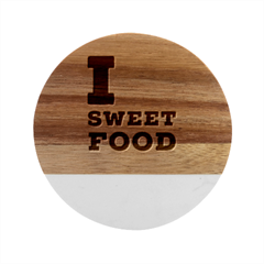 I Love Sweet Food Marble Wood Coaster (round) by ilovewhateva