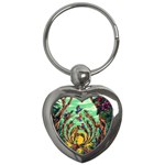 Monkey Tiger Bird Parrot Forest Jungle Style Key Chain (Heart) Front