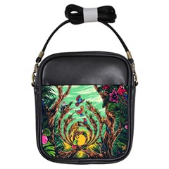 Monkey Tiger Bird Parrot Forest Jungle Style Girls Sling Bag by Grandong