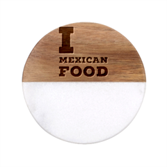I Love Mexican Food Classic Marble Wood Coaster (round)  by ilovewhateva