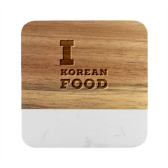 I Love Korean Food Marble Wood Coaster (square) by ilovewhateva