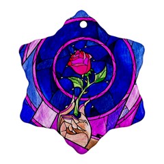 Stained Glass Rose Ornament (snowflake) by Cowasu