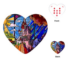 Beauty Stained Glass Castle Building Playing Cards Single Design (heart) by Cowasu