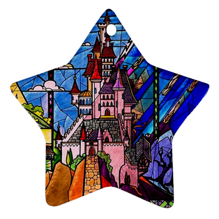 Beauty Stained Glass Castle Building Star Ornament (Two Sides)