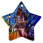 Beauty Stained Glass Castle Building Star Ornament (Two Sides) Back