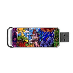 Beauty Stained Glass Castle Building Portable Usb Flash (two Sides) by Cowasu