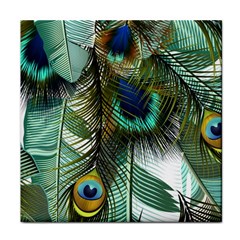Peacock Feathers Feather Blue Green Face Towel by Cowasu